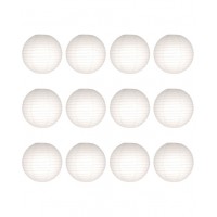 14" Paper Lanterns Round 'White' - Regular Wire Value Pack (12 pieces)